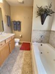 Master bath and jetted tub, double vanity
